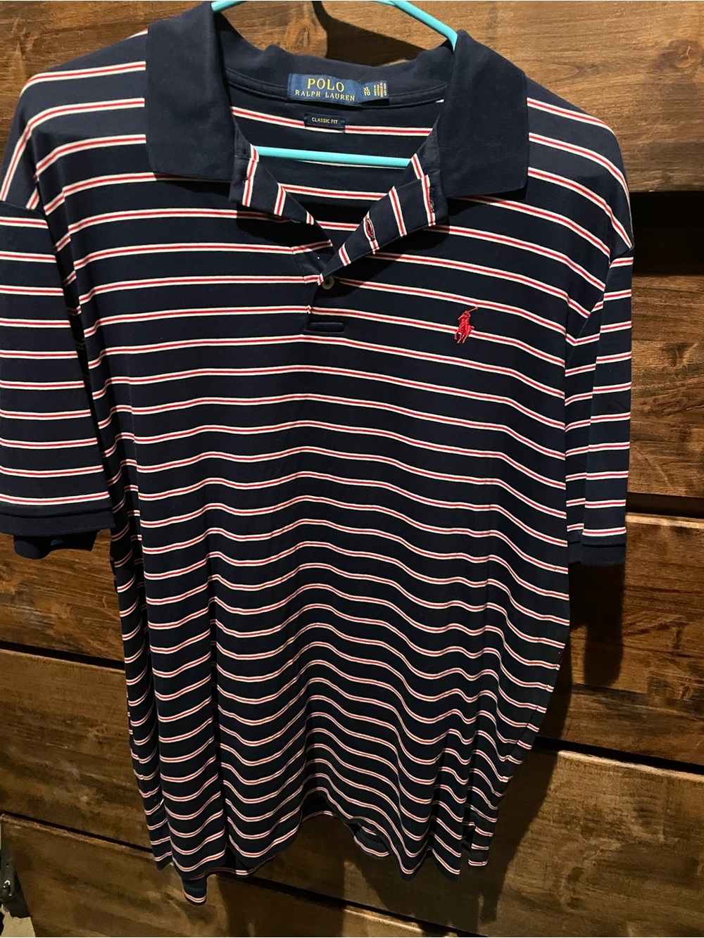 Polo by Ralph Lauren Navy Polo with White and Red Stripes